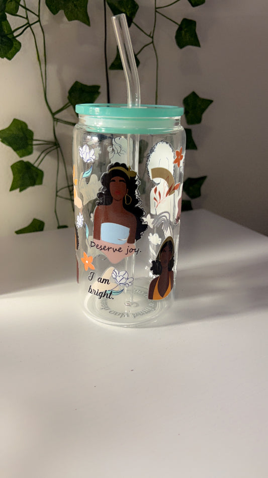 Black Girl Affirmation 16oz Glass Cup